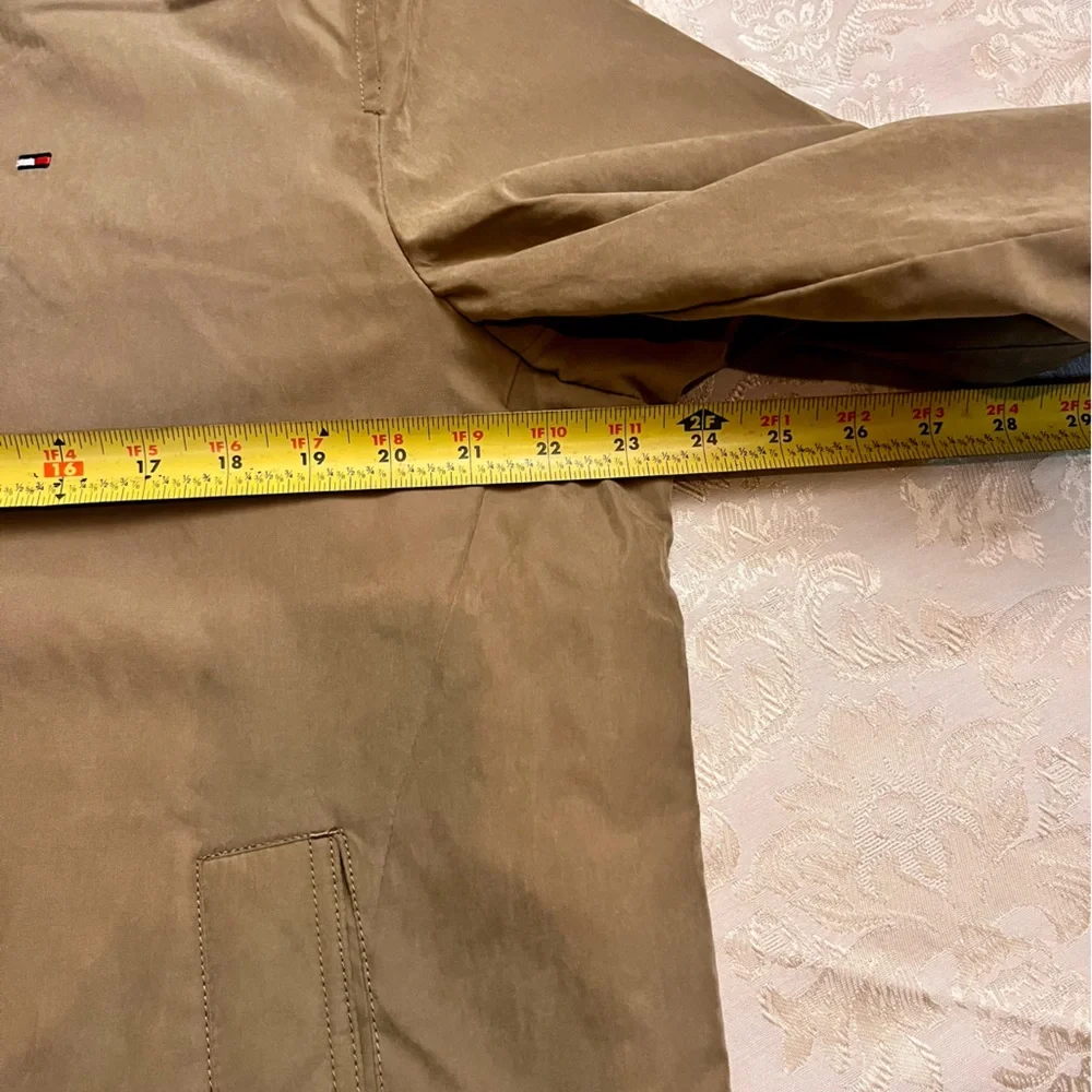 NWT Tommy Hilfiger Mens Khaki Micro Twill Jacket L Gingham Lined Harrington Coat
